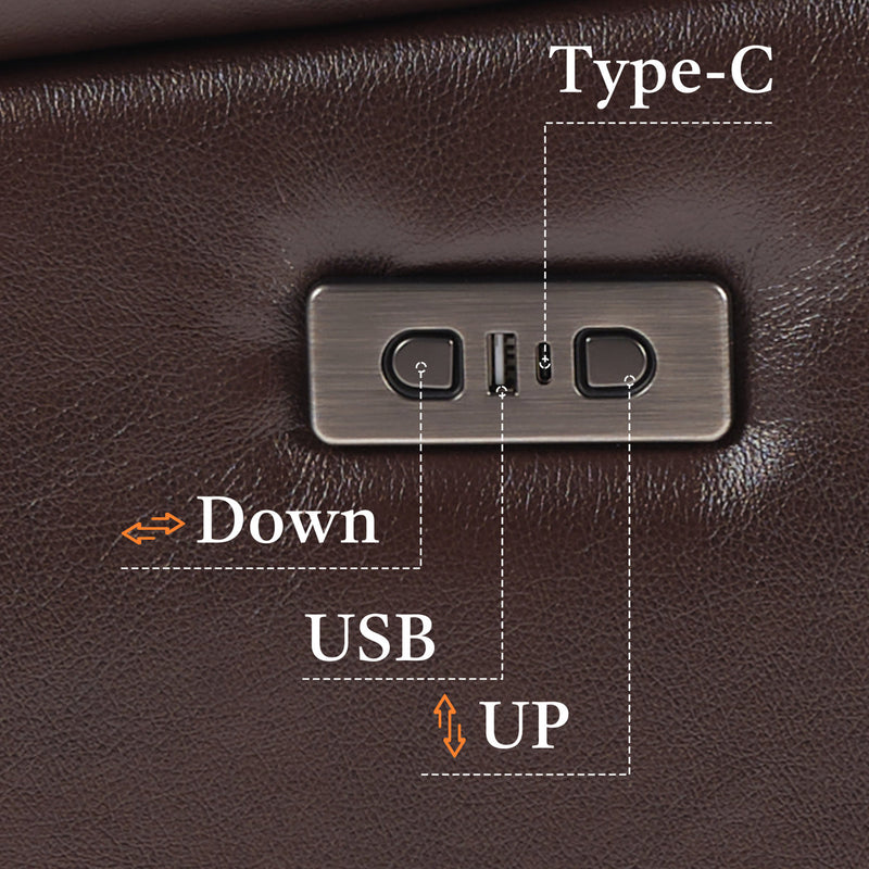 62.6'' Wide Diamond Stitching Breathable Leather Power Reclining Loveseat with USB