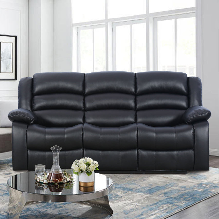 81.5'' Wide Modern and Super Soft Faux Leather Manual Reclining Sofa with Wide Backrest