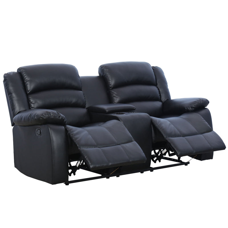71.7'' Wide Modern and Overstuffed Breathable Vegan Leather Manual Reclining Loveseat Sofa with Cup Holder and Storage