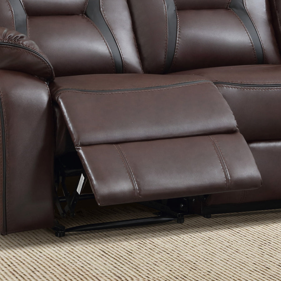 84.6" W Vegan Leather Manual Reclining Sofa with Pillow Top Arms
