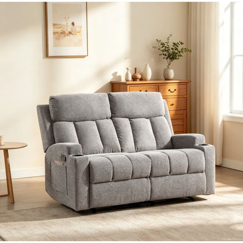 Brost Manual Recliner Loveseat with Cup Holders & Pocket Storage