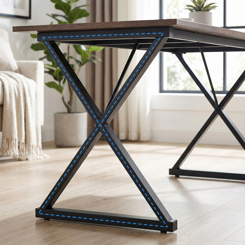 71" Executive Desk with Metal Frame & Vintage Wood Finish, Large Computer Desk with 360 lbs Capacity for Home Office – Ergonomic Writing Table with Adjustable Feet