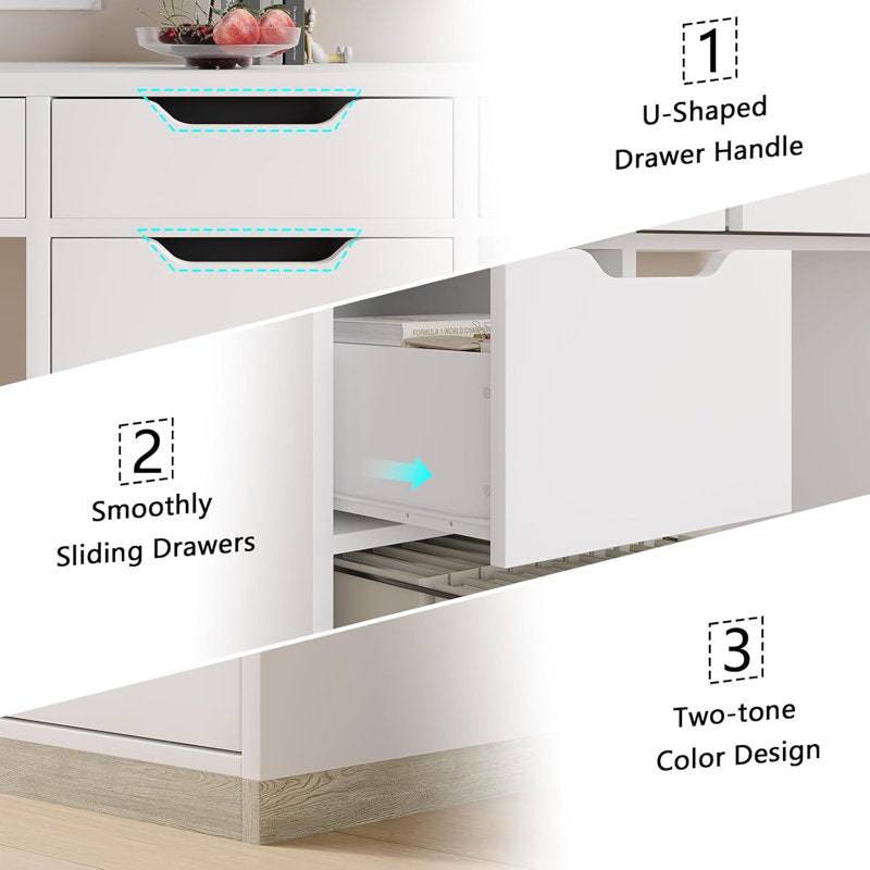 78 Inch Double Desk for Two People with 5 Drawers, Extra Long Computer Desk Writing Workstation (Incl. File Drawer) for Home Office