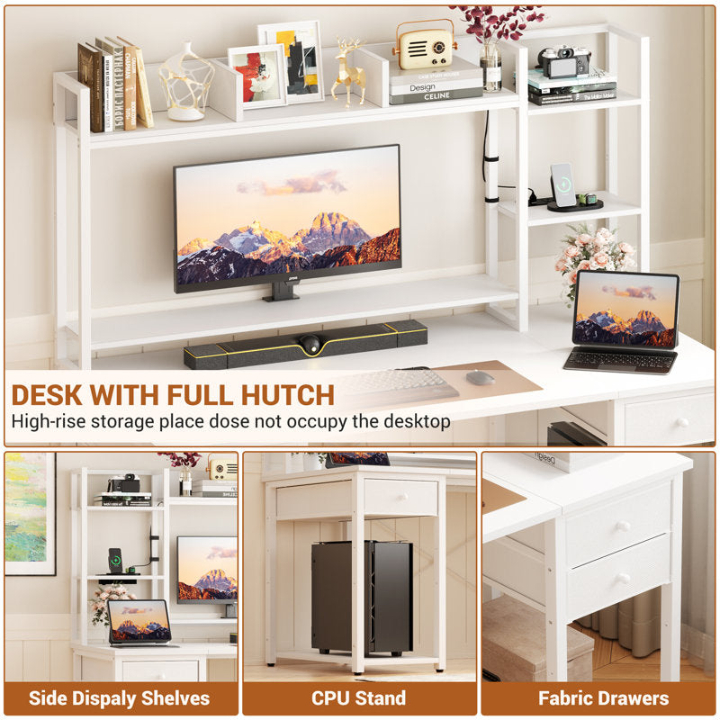 67.32" W Gaming Computer Desk with Storage Drawer, Cabinet and Open Shelving