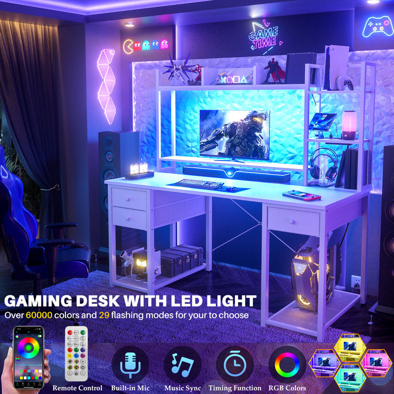 67.32" W Gaming Computer Desk with Storage Drawer, Cabinet and Open Shelving
