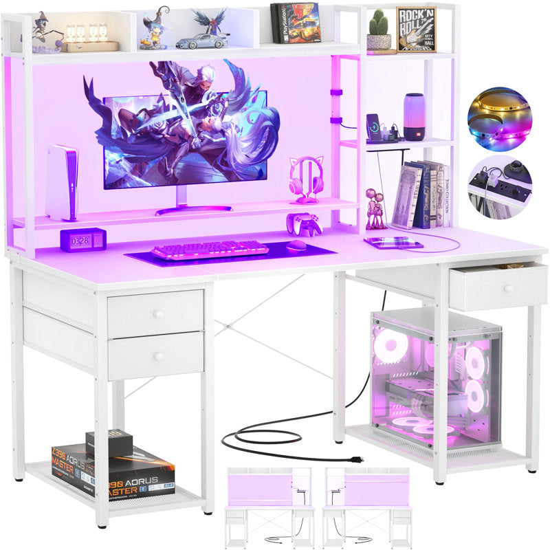67.32" W Gaming Computer Desk with Storage Drawer, Cabinet and Open Shelving