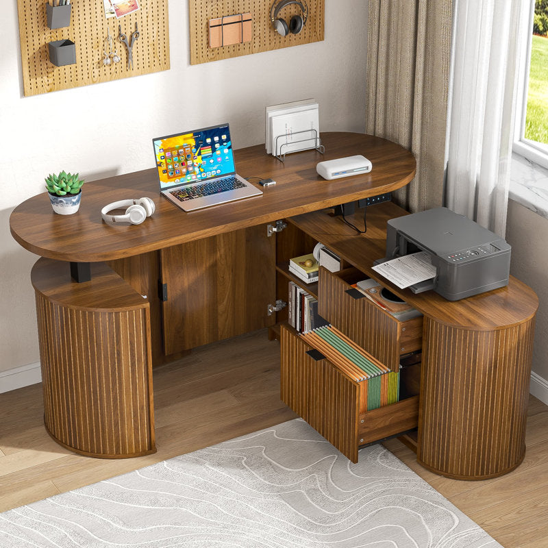 59 Inch Electric L Shaped Standing Desk, Height Adjustable Sit to Stand Up Corner Desk, Ergonomic Home Office Computer Desk with Memory Presets and Hooks for Workstations, Rustic Brown