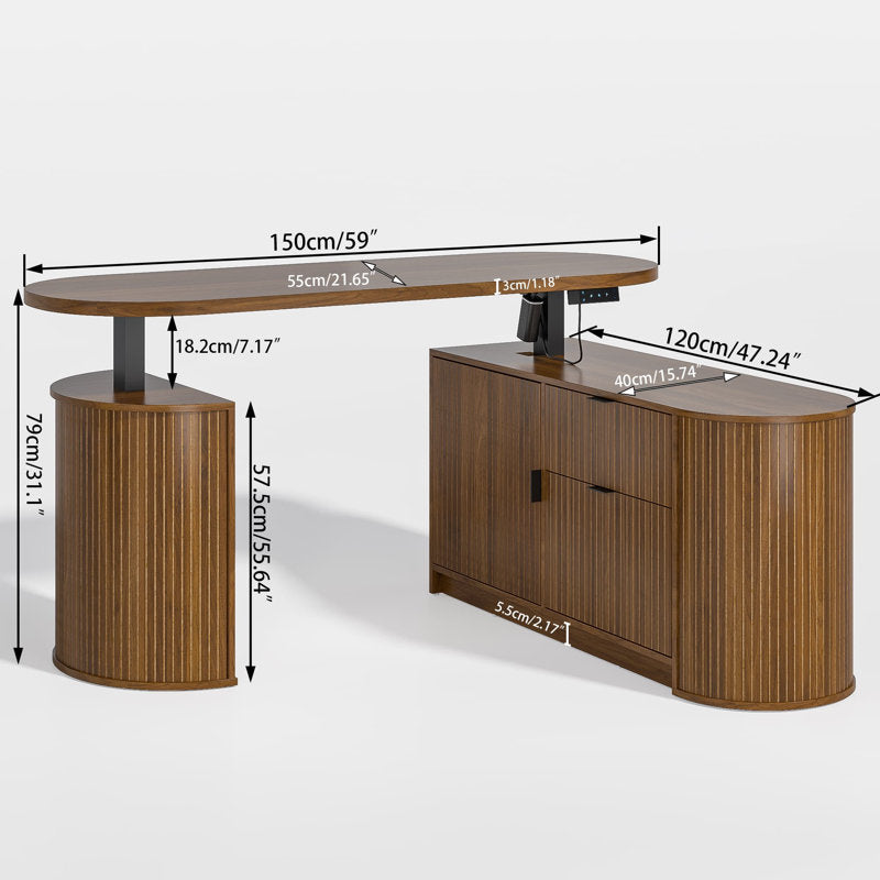 59 Inch Electric L Shaped Standing Desk, Height Adjustable Sit to Stand Up Corner Desk, Ergonomic Home Office Computer Desk with Memory Presets and Hooks for Workstations, Rustic Brown