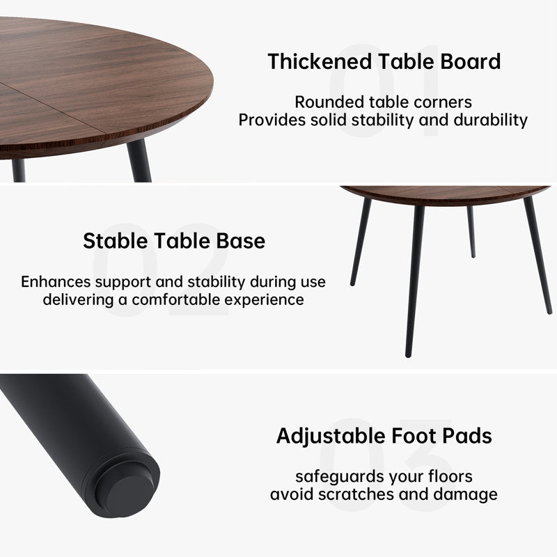 5 - Pieces Modern Kitchen Dining Set, 43'' to 59'' Extendable Dining Table Set with 32.8"H Upholstered Dining Chairs for 4 Person(1 Table 4 Chairs)