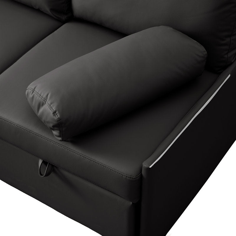 80" L-Shaped Sleeper Sectional Sofa with Pull-Out Bed and Storage Chaise, for Living Room Office