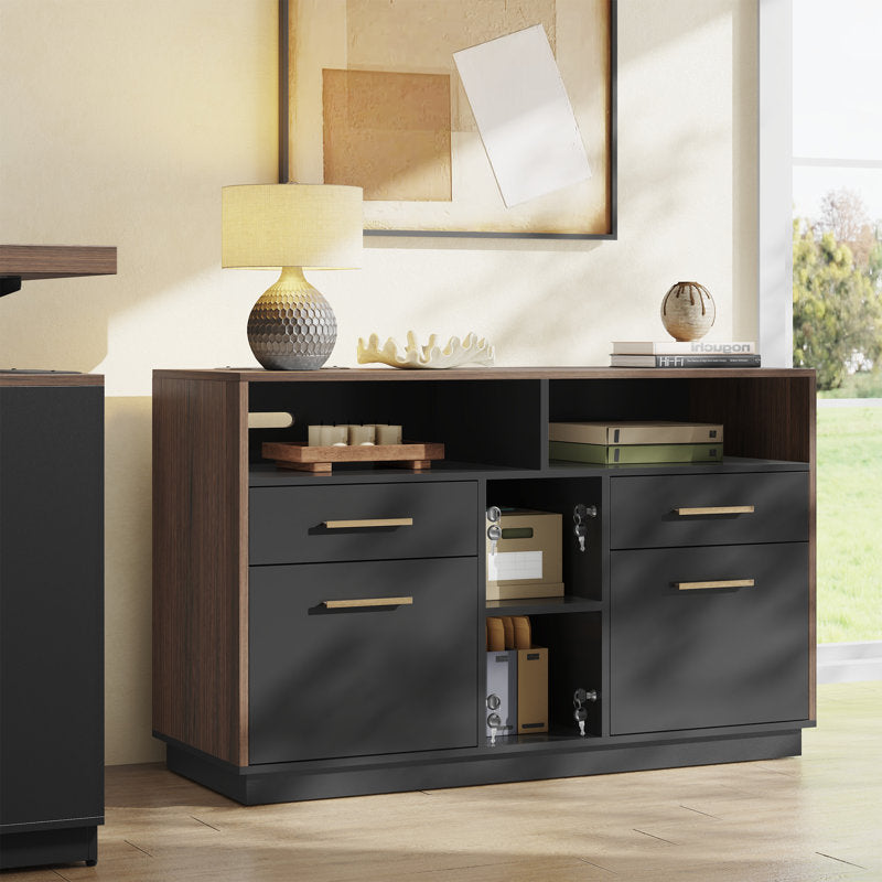 Adonia 41.3"W 4 Drawer Lateral File Storage Cabinet, With Lock, Power Strip, Storage
