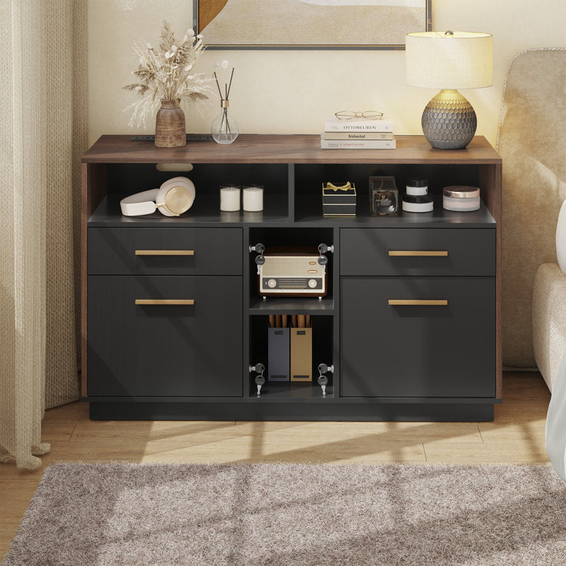 Adonia 41.3"W 4 Drawer Lateral File Storage Cabinet, With Lock, Power Strip, Storage