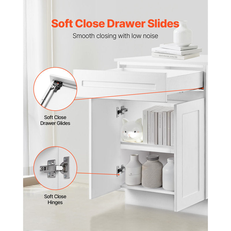 Shaker Base Cabinet 24" D x 34.5" H Ready to Assemble Cabinet White