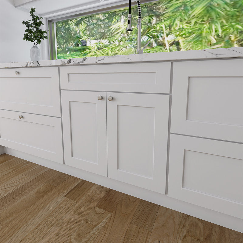 33"W x 34.5"H x 24"D RTA Sink Base Kitchen Cabinet with White Birch Solid Wood