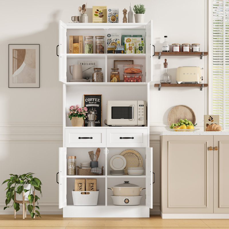 Kalauni 71" Kitchen Pantry Storage Cabinets with 2 Drawers