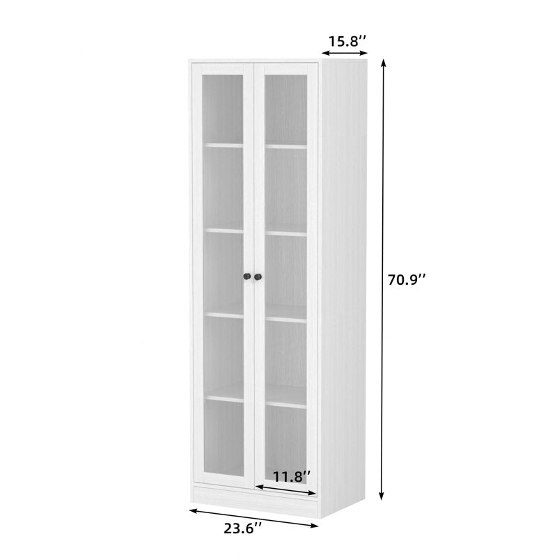 70.9'' Kitchen Pantry Cabinet With Glass Door