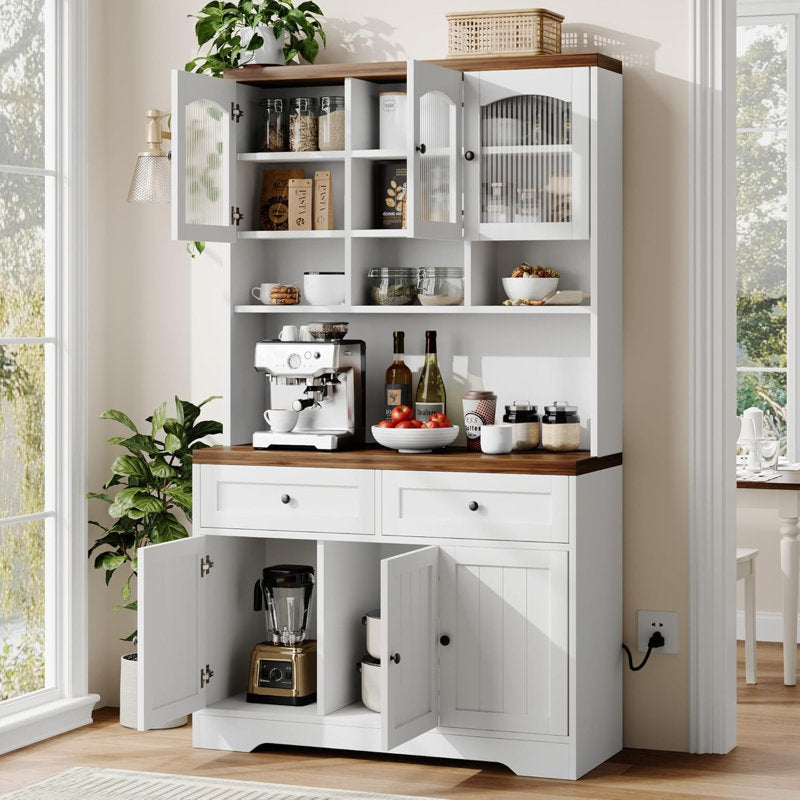 71.9'' Food Kitchen Pantry Storage Cabinet Kitchen Hutch with Drawer, 4 Doors and 6