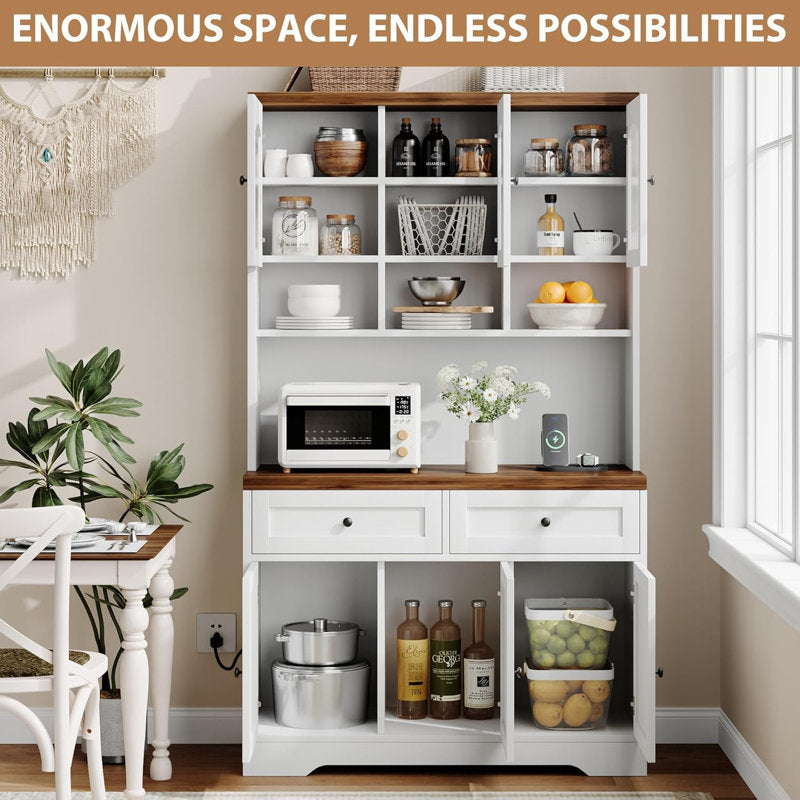 71.9'' Food Kitchen Pantry Storage Cabinet Kitchen Hutch with Drawer, 4 Doors and 6