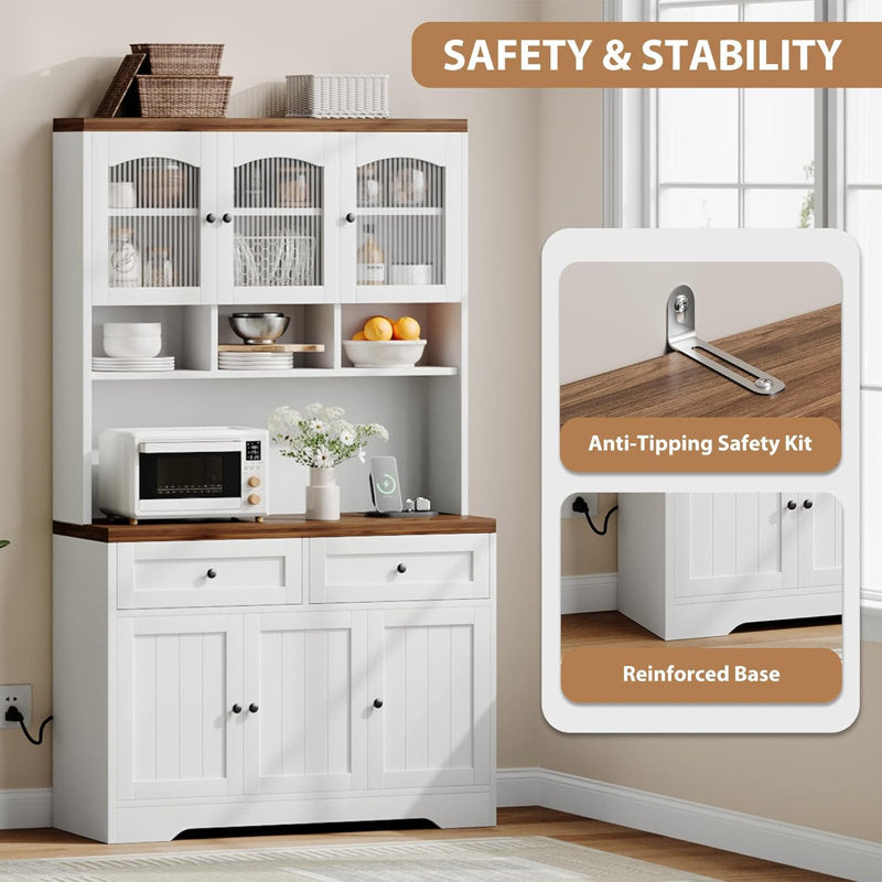 71.9'' Food Kitchen Pantry Storage Cabinet Kitchen Hutch with Drawer, 4 Doors and 6
