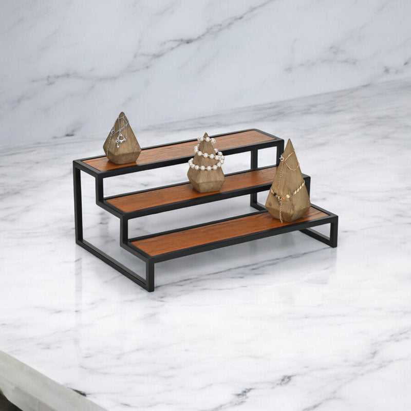 Brio Wood and Metal Framed Tiered Table Shelf