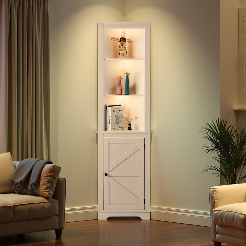 70.87'' 3 Layer Accent Corner Cabinet Storage 3 Layer With Led Light