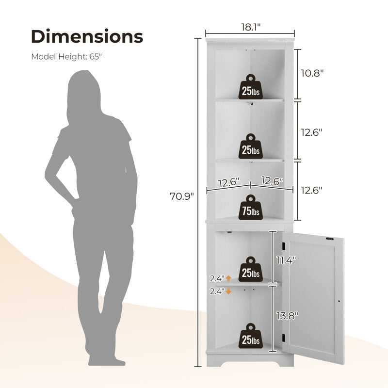 70.87'' 3 Layer Accent Corner Cabinet Storage 3 Layer With Led Light