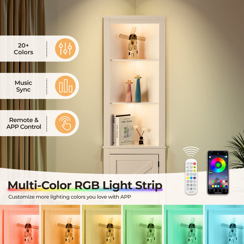 70.87'' 3 Layer Accent Corner Cabinet Storage 3 Layer With Led Light