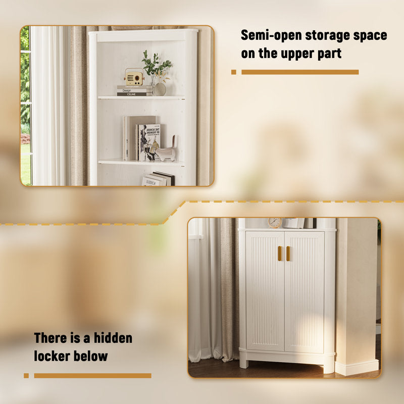 68" Tall Fluted Corner Cabinet For Bathroom, Modern Living Room & Kitchen
