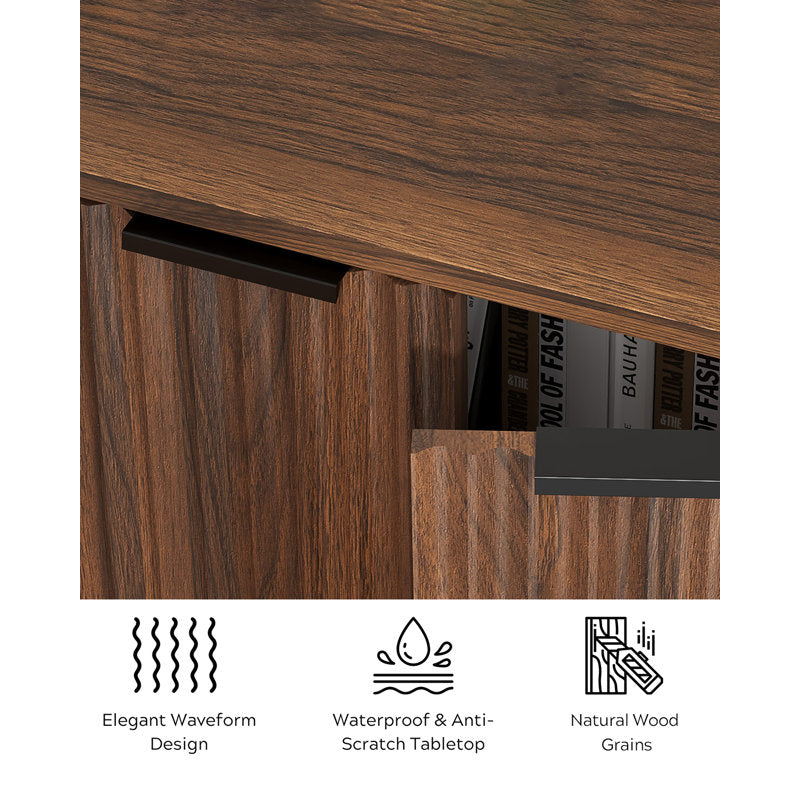 Fluted Corner Cabinet With 2 Doors And 2-Tier Shelves