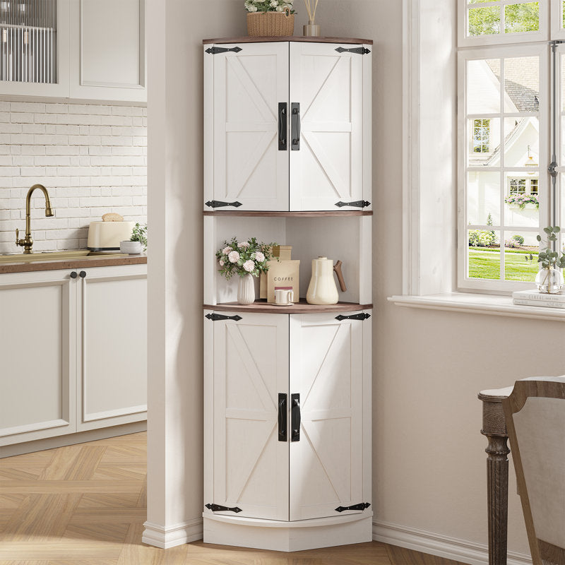 Farmhouse Corner Cabinet for Living Room, Kitchen, Laundry Room