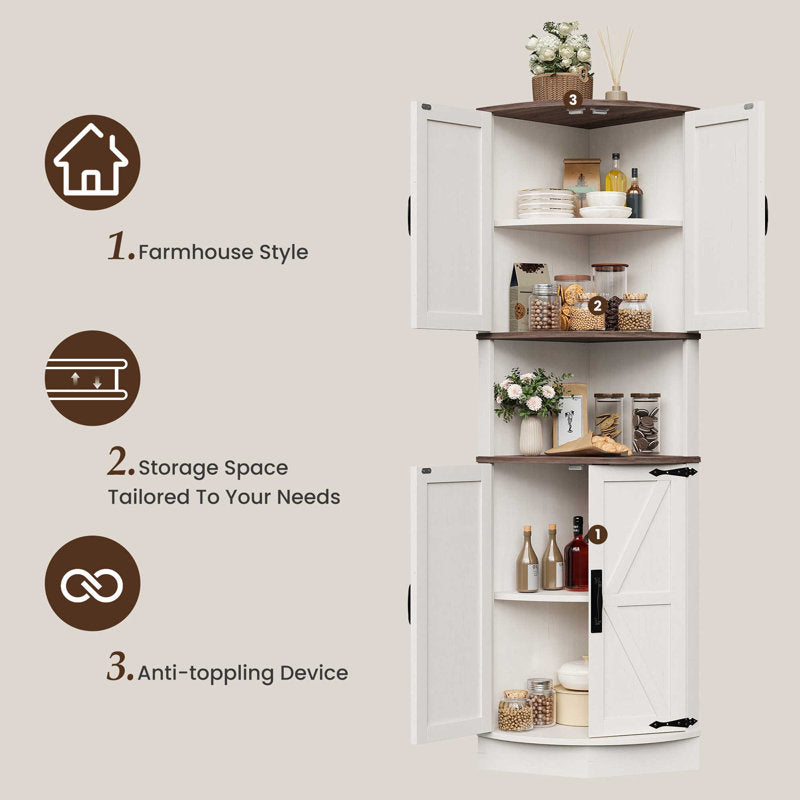 Farmhouse Corner Cabinet for Living Room, Kitchen, Laundry Room