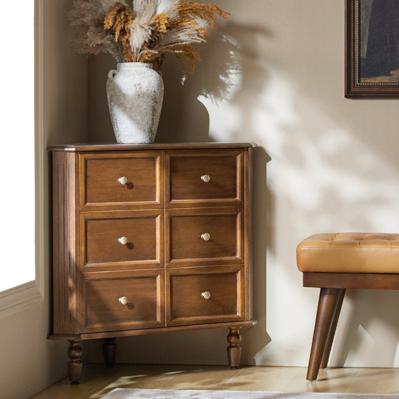 Geordon Transitional 32.25"W 2-Door Corner Cabinet with Spindle Legs