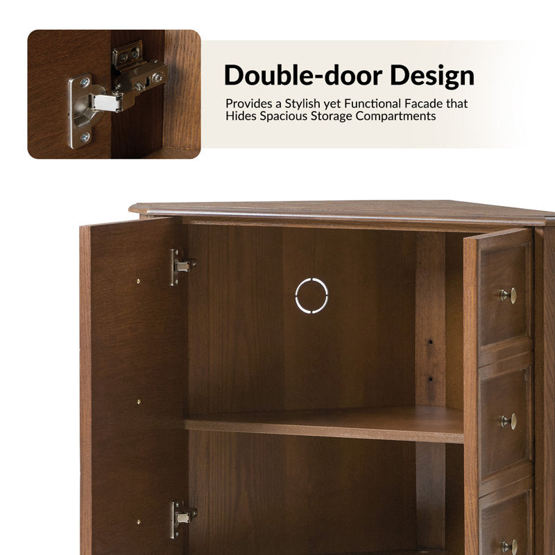 Geordon Transitional 32.25"W 2-Door Corner Cabinet with Spindle Legs