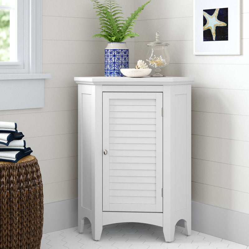 Zal Freestanding Corner Floor Accent Space-Saving Storage Cabinet with Adjustable Shelf