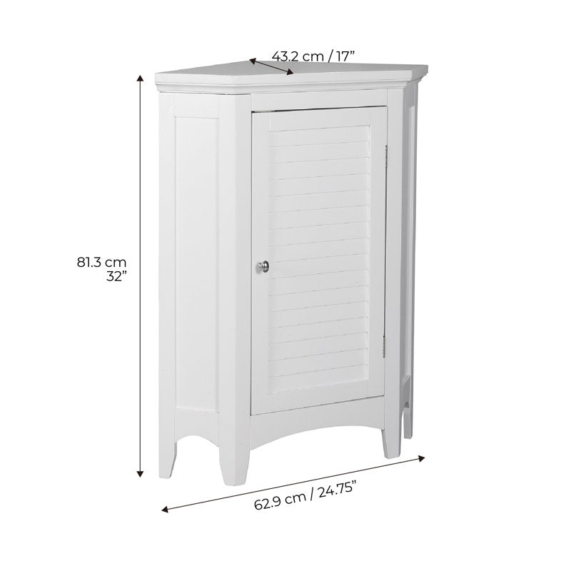 Zal Freestanding Corner Floor Accent Space-Saving Storage Cabinet with Adjustable Shelf