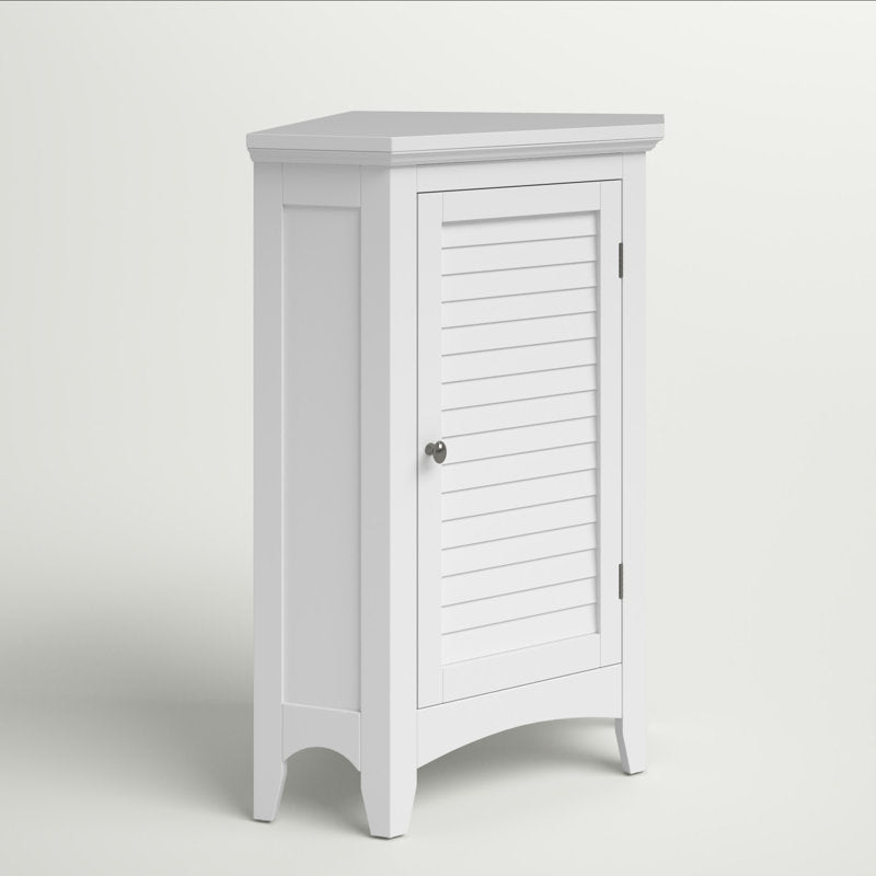Zal Freestanding Corner Floor Accent Space-Saving Storage Cabinet with Adjustable Shelf