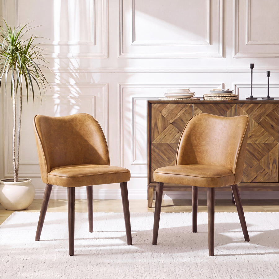 Upholstered Solid Wood Small Dining Chairs - Ergonomic Curve & Plush Padding for Multiple Spaces