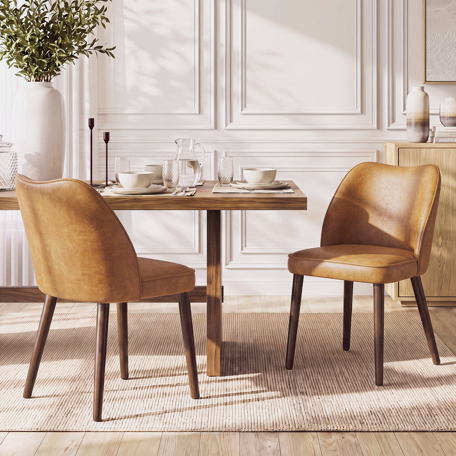 Upholstered Solid Wood Small Dining Chairs - Ergonomic Curve & Plush Padding for Multiple Spaces