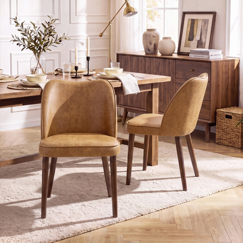 Upholstered Solid Wood Small Dining Chairs - Ergonomic Curve & Plush Padding for Multiple Spaces