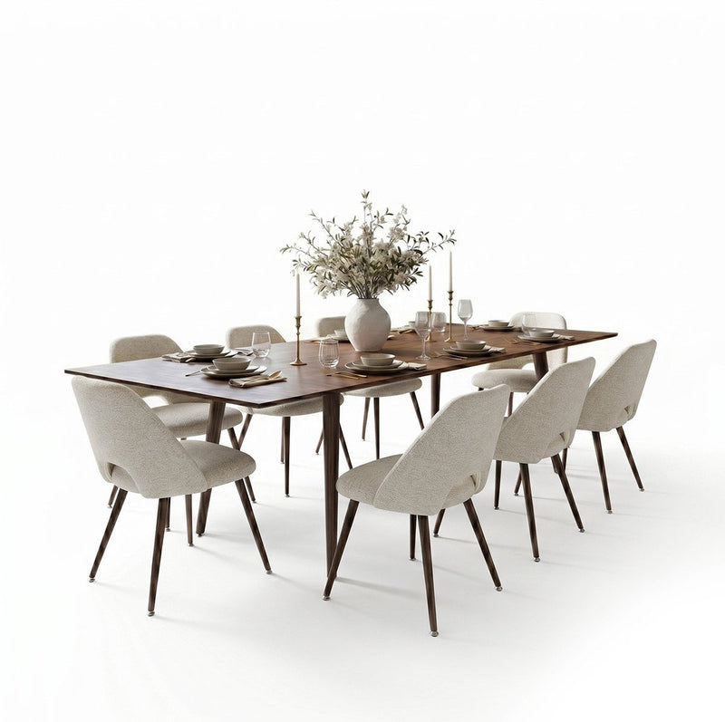 Imala Dining Table Sets: Rectangular Extendable Dining Table & Fabric Upholstered Dining Chairs