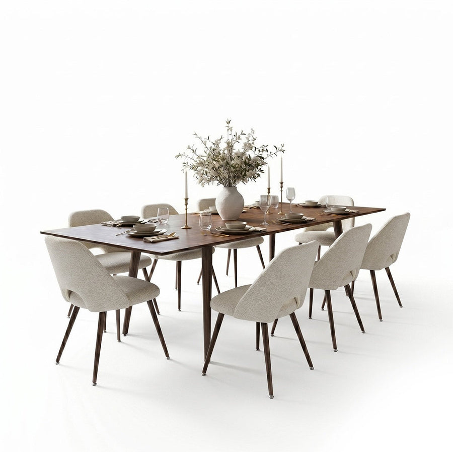 Imala Dining Table Sets: Rectangular Extendable Dining Table & Fabric Upholstered Dining Chairs