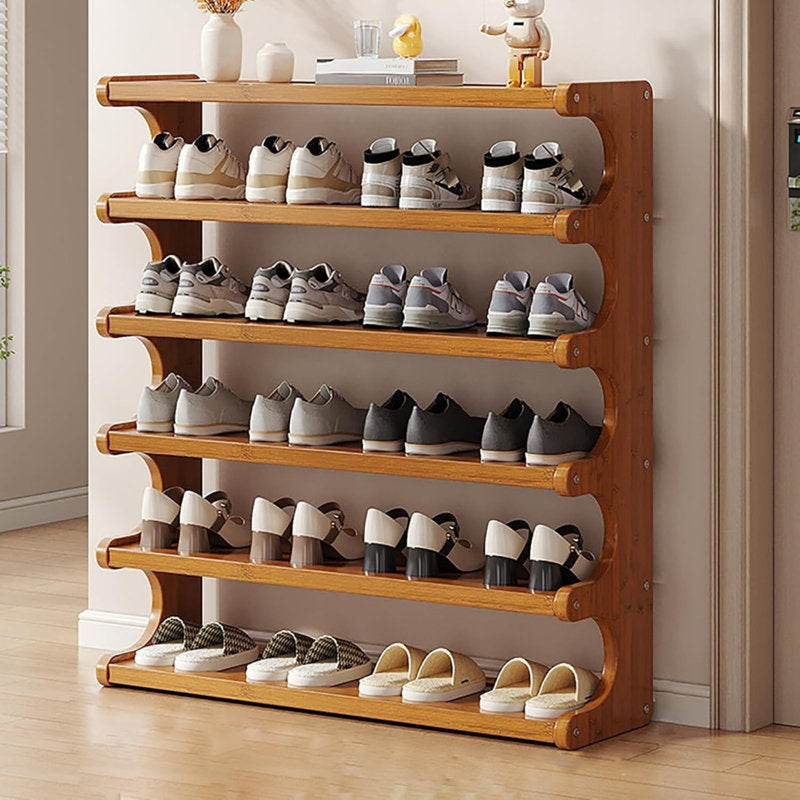 5/6-Tier Bamboo Shoe Rack, Space-Saving Entryway Organizer