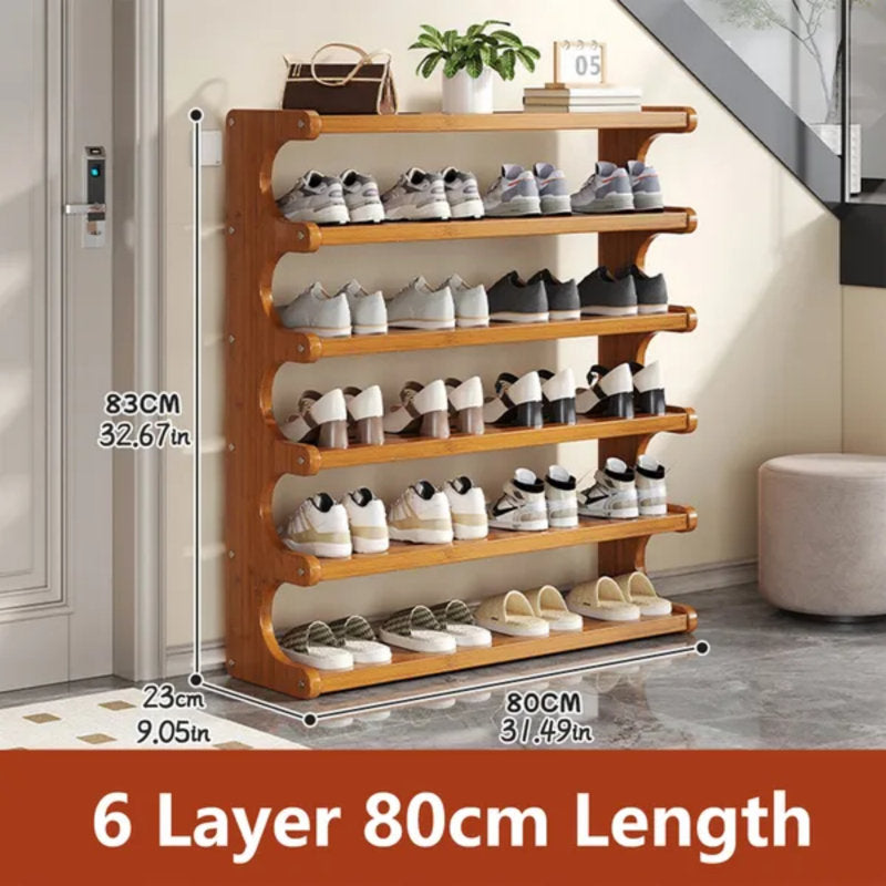 5/6-Tier Bamboo Shoe Rack, Space-Saving Entryway Organizer