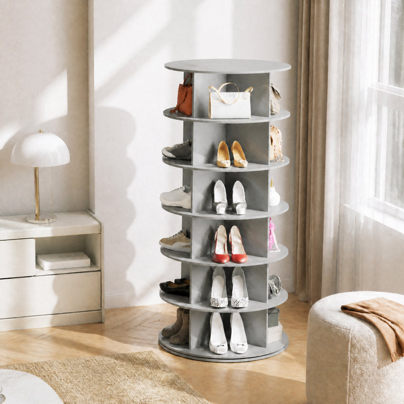 6-Tier Rotating Shoe Rack Tower, 360° Spinning Organizer