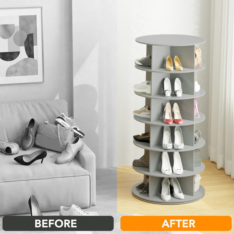 6-Tier Rotating Shoe Rack Tower, 360° Spinning Organizer