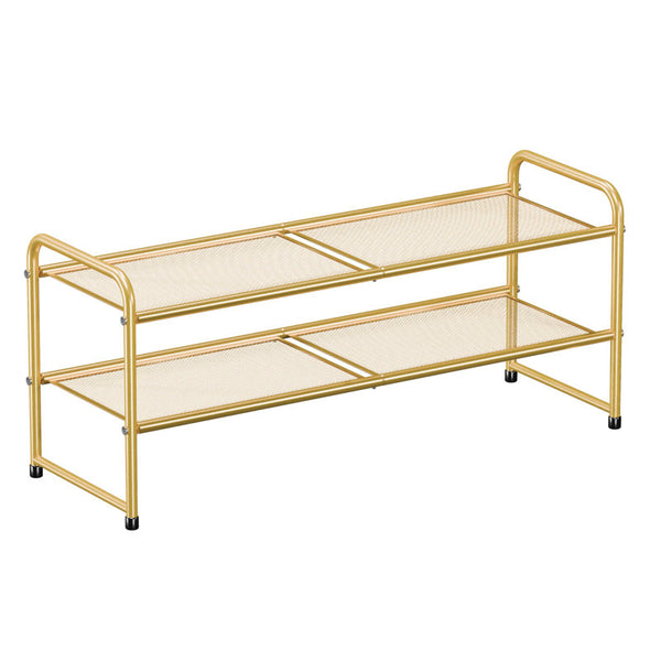 2-Tier Metal Mesh Shoe Rack, 33" Wide, Stackable