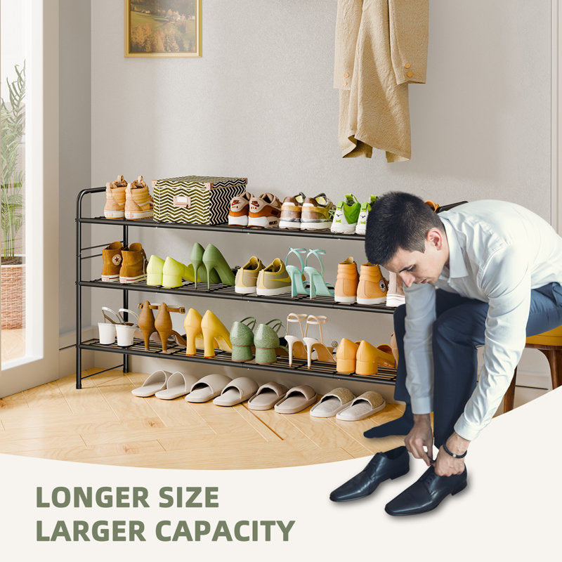 46.5" Long 3-Tier Shoe Rack, 20-Pair Shelf