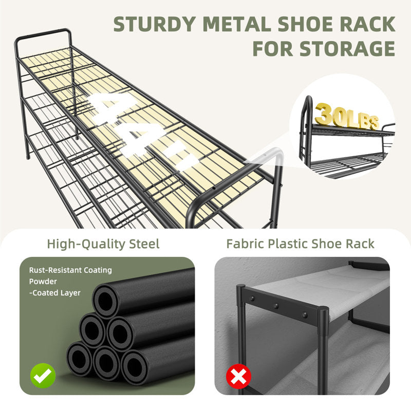 46.5" Long 3-Tier Shoe Rack, 20-Pair Shelf