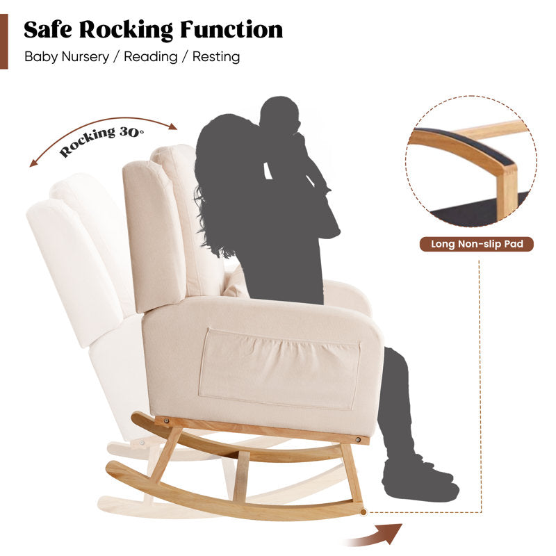 27.5" Wide Rocking Chair with Ergonomic Lumbar Pillow