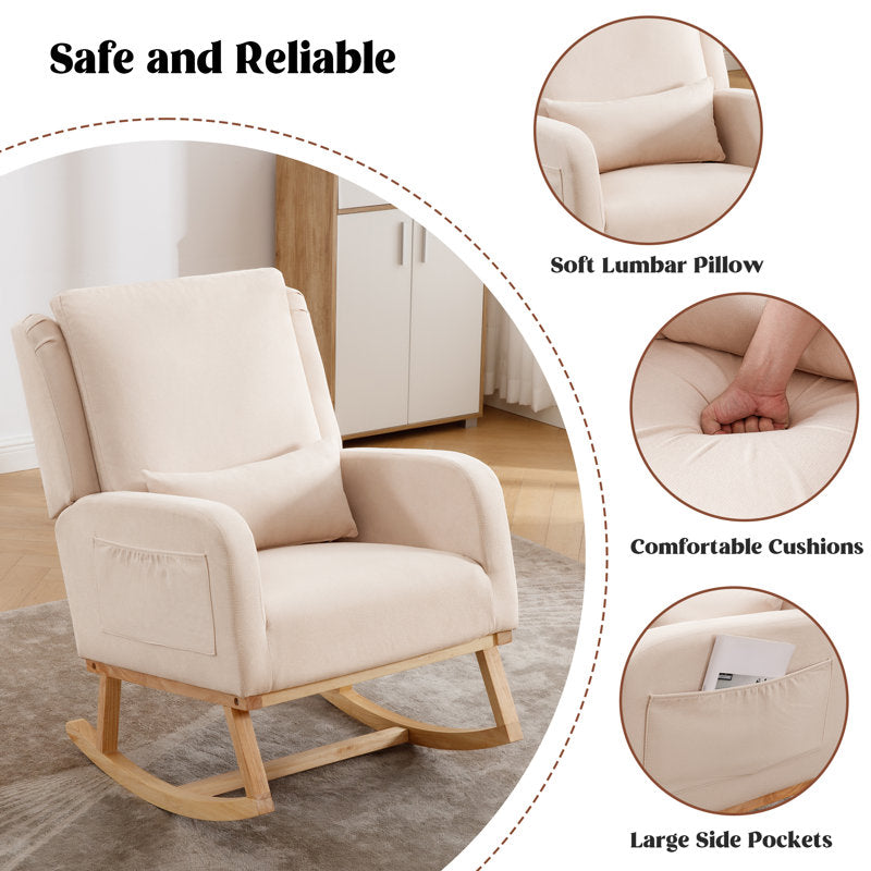 27.5" Wide Rocking Chair with Ergonomic Lumbar Pillow